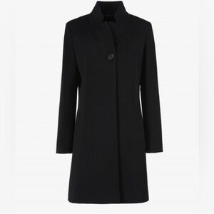 ICONS Cinzia Rocca Wool Cashmere Coat Size 2 Black Notch Stand Collar